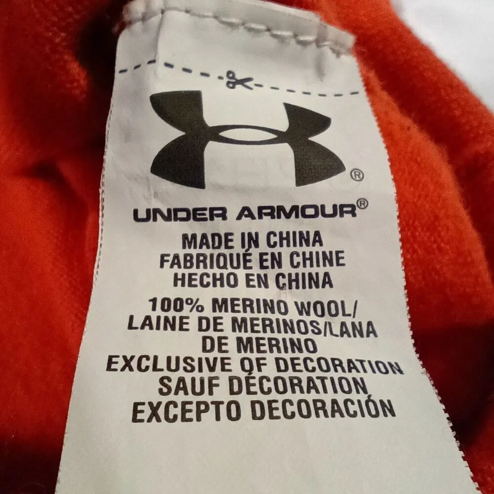 Under Armour 100% Merino Wool V Neck Sweater Orange Men's L